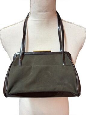 Nine West Classic Olive Green Shoulder Bag with Dark Trim